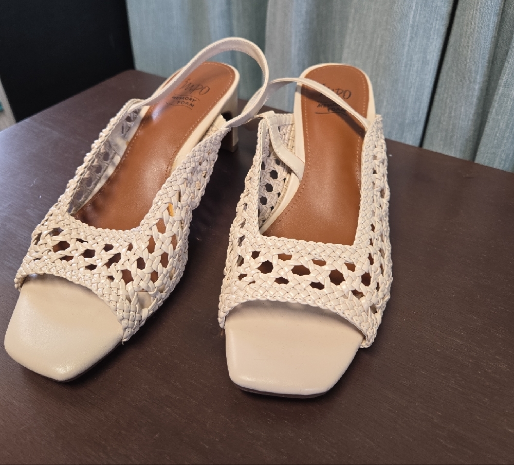 Impo Cream Woven Slingback Heels - Picture 2 of 4